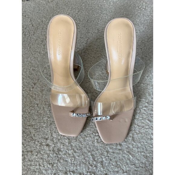 New Tony Bianco saffron Nude color transparent vinyl sandals size 5 5